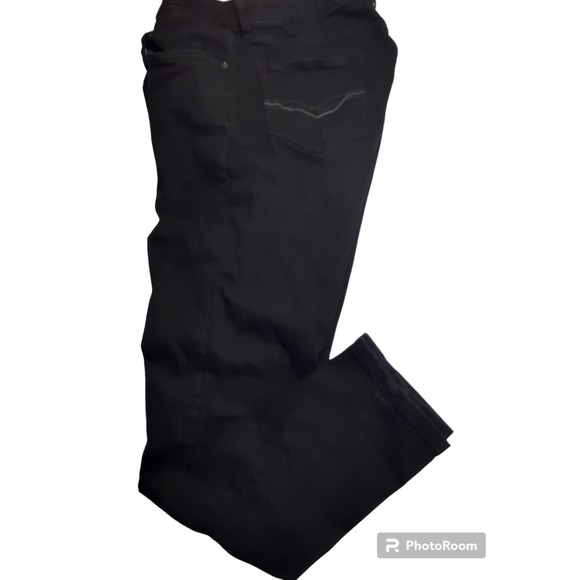 IZOD Men's Size 34x32 Black Denim Jean Slim Fit Straight Leg Jeans Zipper - Picture 1 of 7